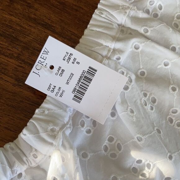 NEW J. Crew White Eyelet Off the Shoulder Dress Small S J0976 Chic Preppy NWT - Picture 6 of 11